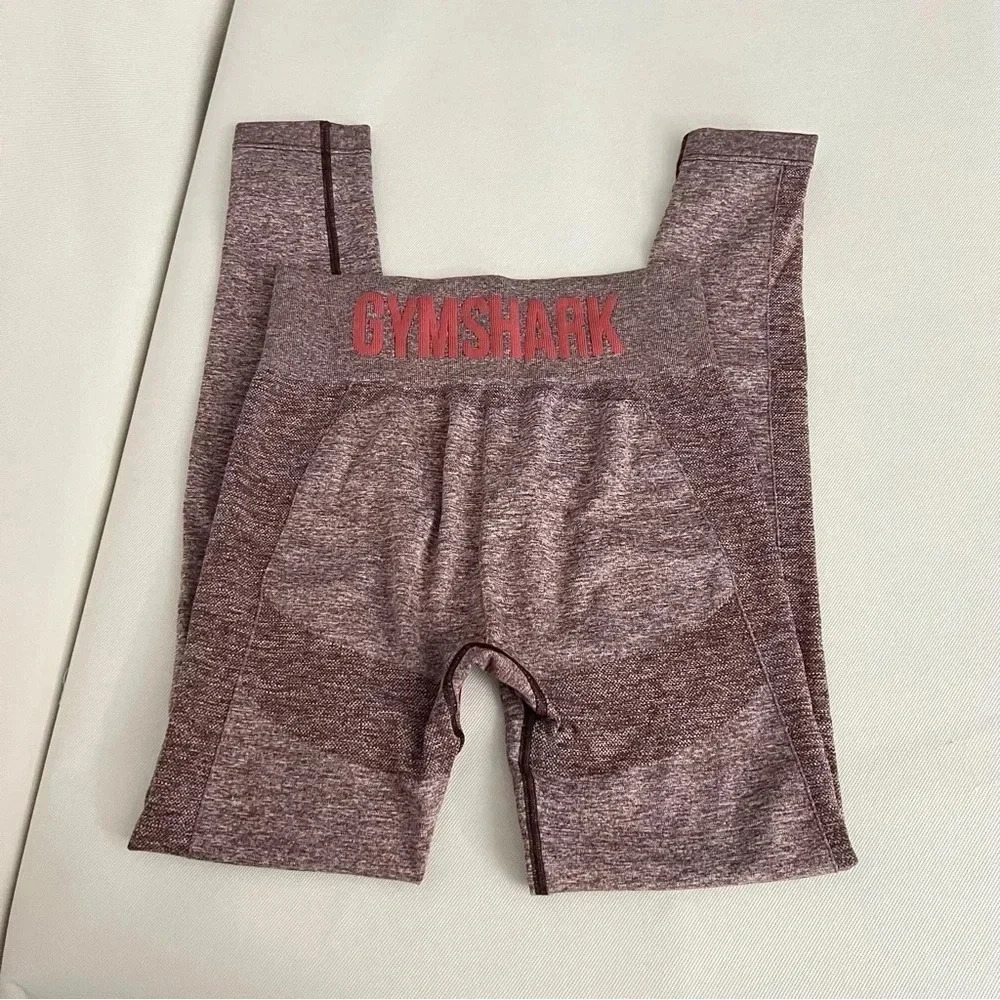 GYMSHARK Berry Rose Flex Hi-Rise Waist Seamless Full-Length Leggings